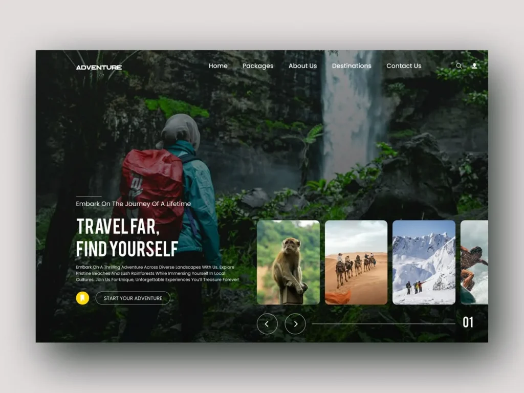 diseño web sobre agencia de viajes